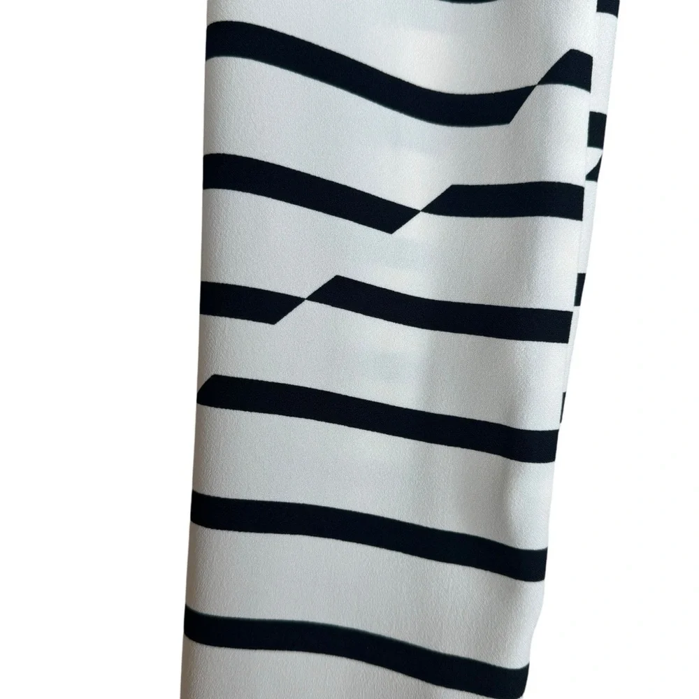 Madewell Women’s Parcel Striped Trench Coat Size XS Crepe White Black Collared - Picture 12 of 13